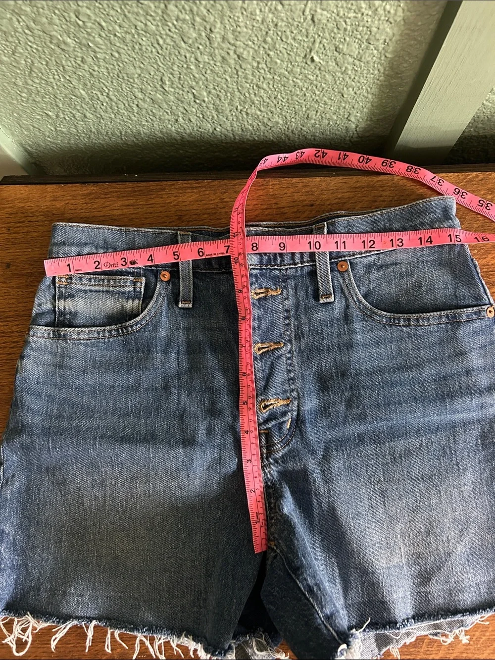 High rise denim shorts
